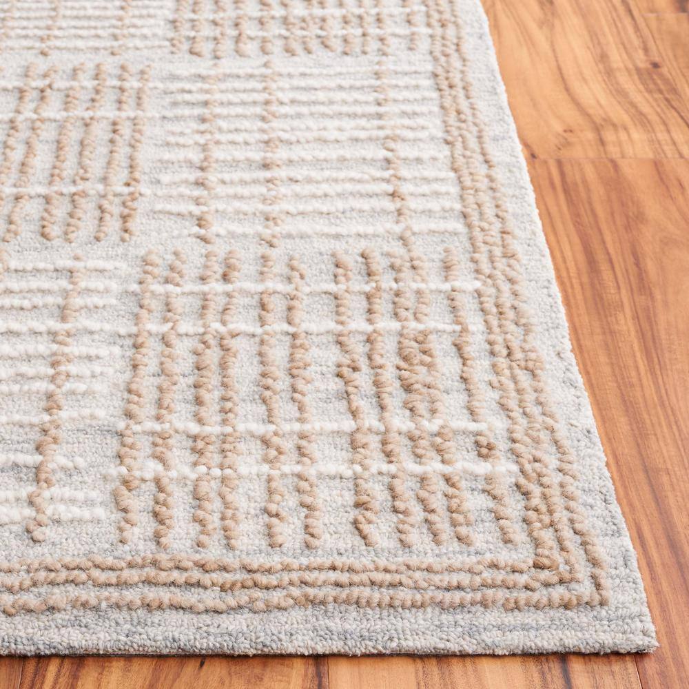 Handmade Tufted Sage and Taupe Abstract Wool Rug, 9' x 12'