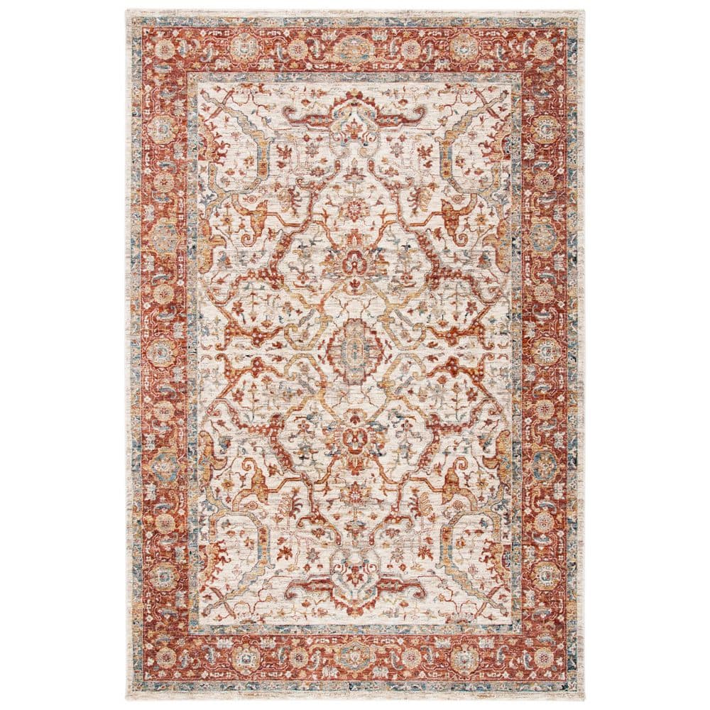 Rust And Ivory Check Rug SAFAVIEH Valencia 4 ft. x 6 ft. Ivory/Rust Distressed Border Ornate ...