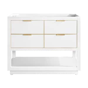 Allie 42 in. Bath Vanity Cabinet Only in White with Gold Trim