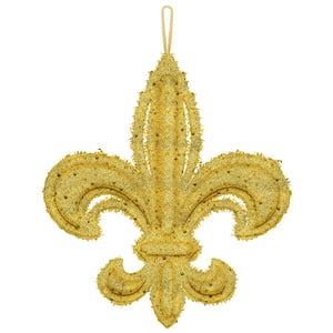 14 in. Mardi Gras Gold Foam Fleur de Lis Decoration (2-Pack)