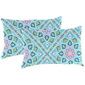 18 in. L x 12 in. W x 4 in. T Outdoor Lumbar Throw Pillow in Medlo Island (2-Pack)