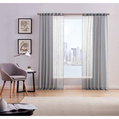 Gray Sheer Curtains Curtains The Home Depot