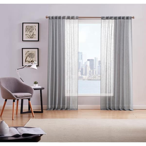 L Sheer Window Curtain In Grey Pair, How To Steam Wrinkles Out Of Sheer Curtains