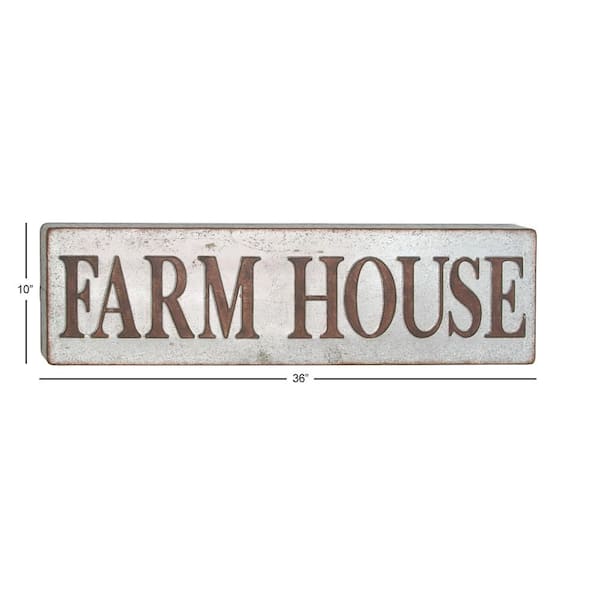 Brown Metal Farmhouse Sign Wall Decor 10 in. x 48 in.