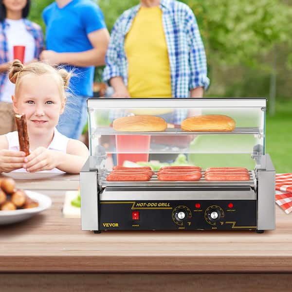 Hot Dog Roller 5 Rollers 12 Hot Dogs Capacity Stainless Sausage Grill Cooker Machine, ETL Certified