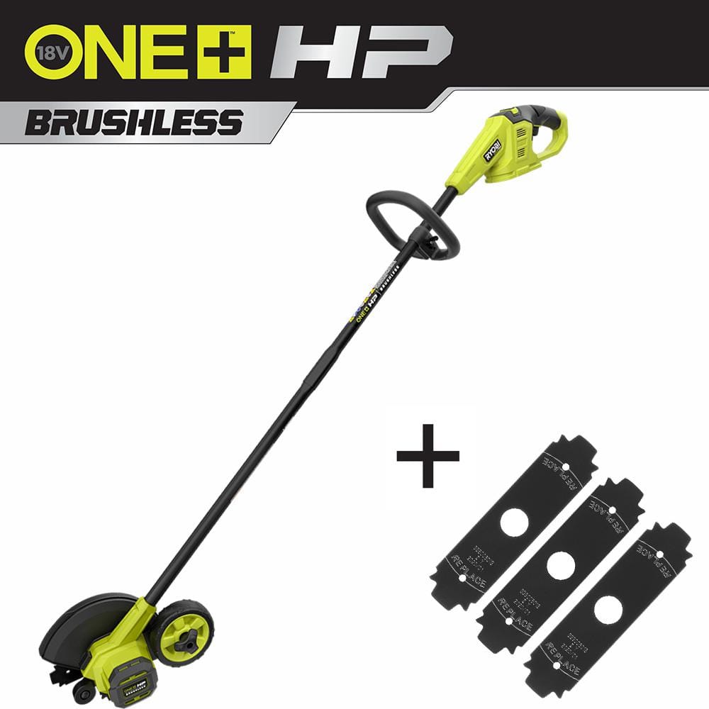 RYOBI ONE+ HP 18V Brushless Edger (Tool Only) with 3 Extra Edger Blades