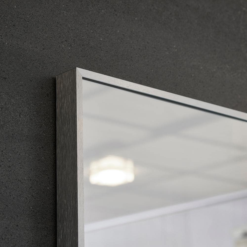 Lexi 24" x 32" Silver Aluminum Rectangular Mirror with Shelf