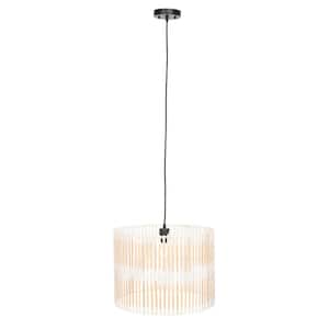Valley 4-Watt 1-Light White Washed Pendant Light with Rattan Shade
