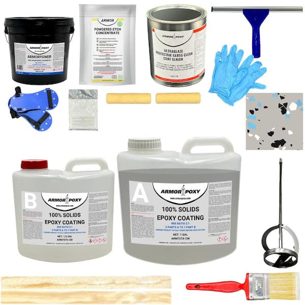 ARMORPOXY 1.5 gal. Gray Gloss 2-Part 300 sq.ft. Epoxy Kit Interior Industrial Concrete Basement & Garage Epoxy Floor Paint Kit