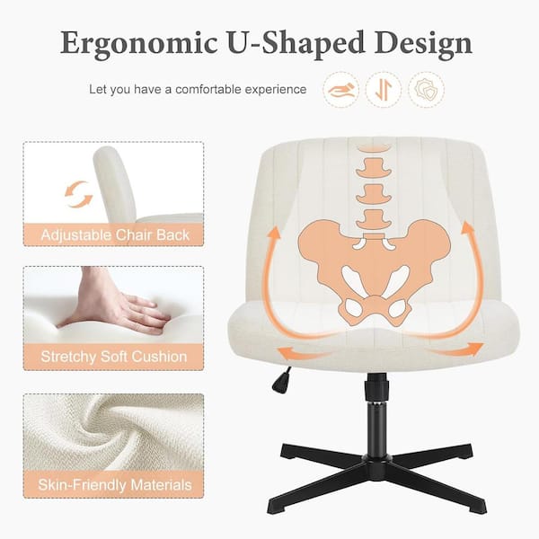FENBAO Fabric Padded Height Adjustable Wide Seat Ergonomic Armless