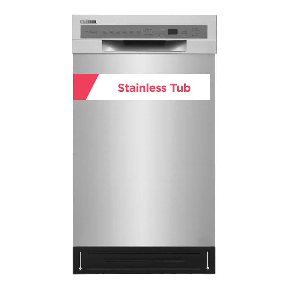 Frigidaire 18 In. in. Front Control Built-In Tall Tub Dishwasher in Stainless Steel with 6-Cycles, 52 dBA, Silver