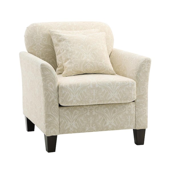 JAYDEN CREATION Daniela Beige Modern Upholstered Armchair with Wooden Legs