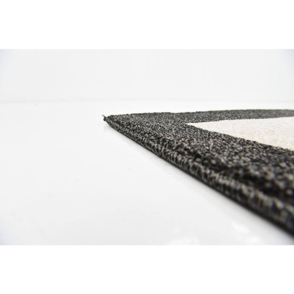 Black Synthetic Square Geometric Stain-Resistant Rug