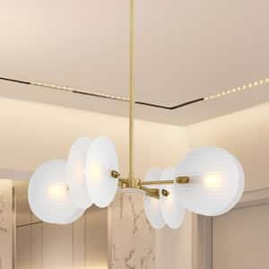 Sky Fall 4-Light Brushed Gold Contemporary Geometric Chandelier for Dining Rooms