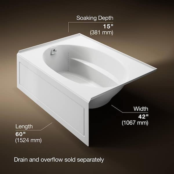 Windward 60 in. x 42 in. Soaking Bathtub with Left-Hand Drain in White
