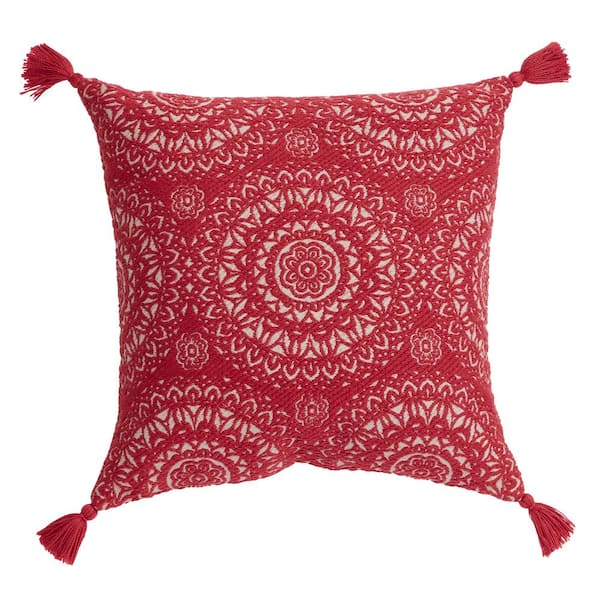 Hampton Bay 20 in. x 20 in. Chili Outdoor Throw Pillow