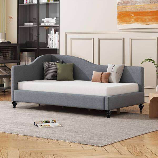 Harper & Bright Designs Sleek and Modern Gray Twin Size Linen Daybed