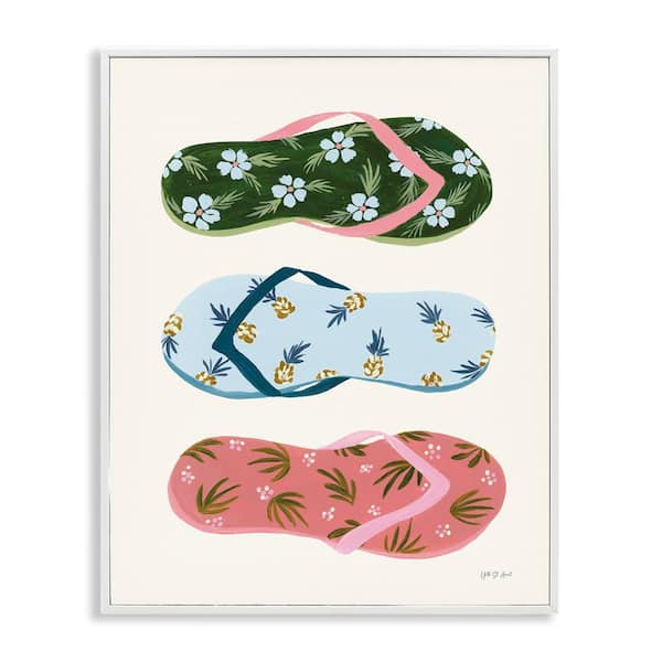 Stupell Industries Tropical Flip Flops by Yvette St. Amant White Framed Coastal Giclee Art Print 20 in. x 16 in.