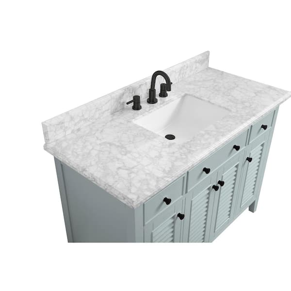 Home Decorators Collection Merryfield 31 in. W x 22 in. D x 35 in. H Single  Sink Freestanding Bath Vanity in Antigua Green with Carrara Marble Top  19112-VS31-AG - The Home Depot