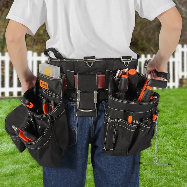VEVOR Black Tool Belt 32 Pockets Nylon Heavy Duty Tool Pouch Bag for Electrician, Carpenter, Handyman, Woodworker
