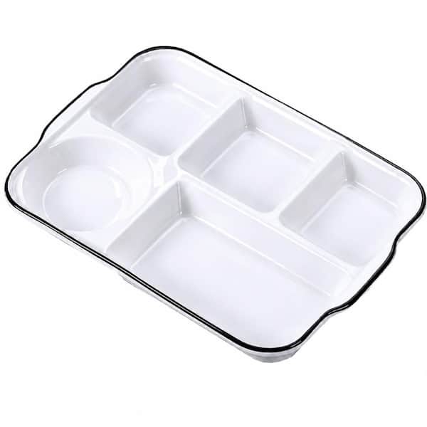 12 Inch White Porcelain Divided Dinner Plate with 5 Compartments for Portion Control (Set of 1)