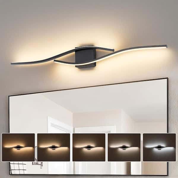 39.37 in. 1-Light Black LED Bathroom Vanity Light Bar with Dimmable and 5-CCT Adjustable Switch