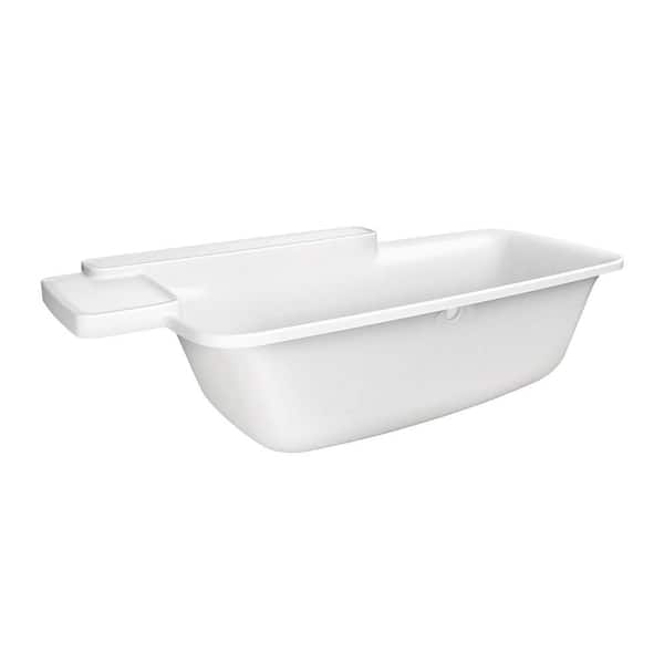 Hansgrohe Axor Bouroullec 65 in. Flatbottom Center Drain Non-Whirlpool Bathtub with Shelf in White