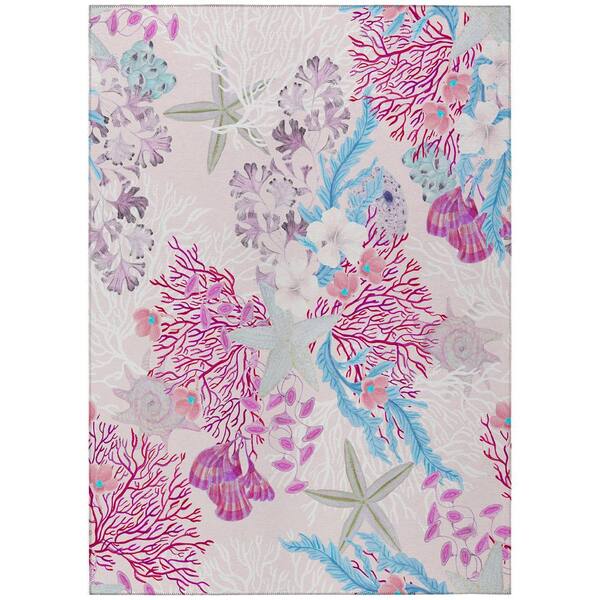 Surfside 3 ft. x 5 ft. Pink Geometric Indoor/Outdoor Area Rug