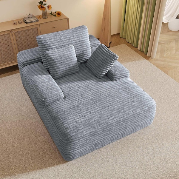 49.2 in. W x 67 in. D Square Arm Corduroy No Assembly Rectangle Sectional Sofa For Apartments in. Gray