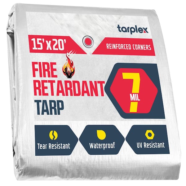 Tarplex 15 ft. x 20 ft. White Fire Retardant Construction 7 Mil Poly Tarp