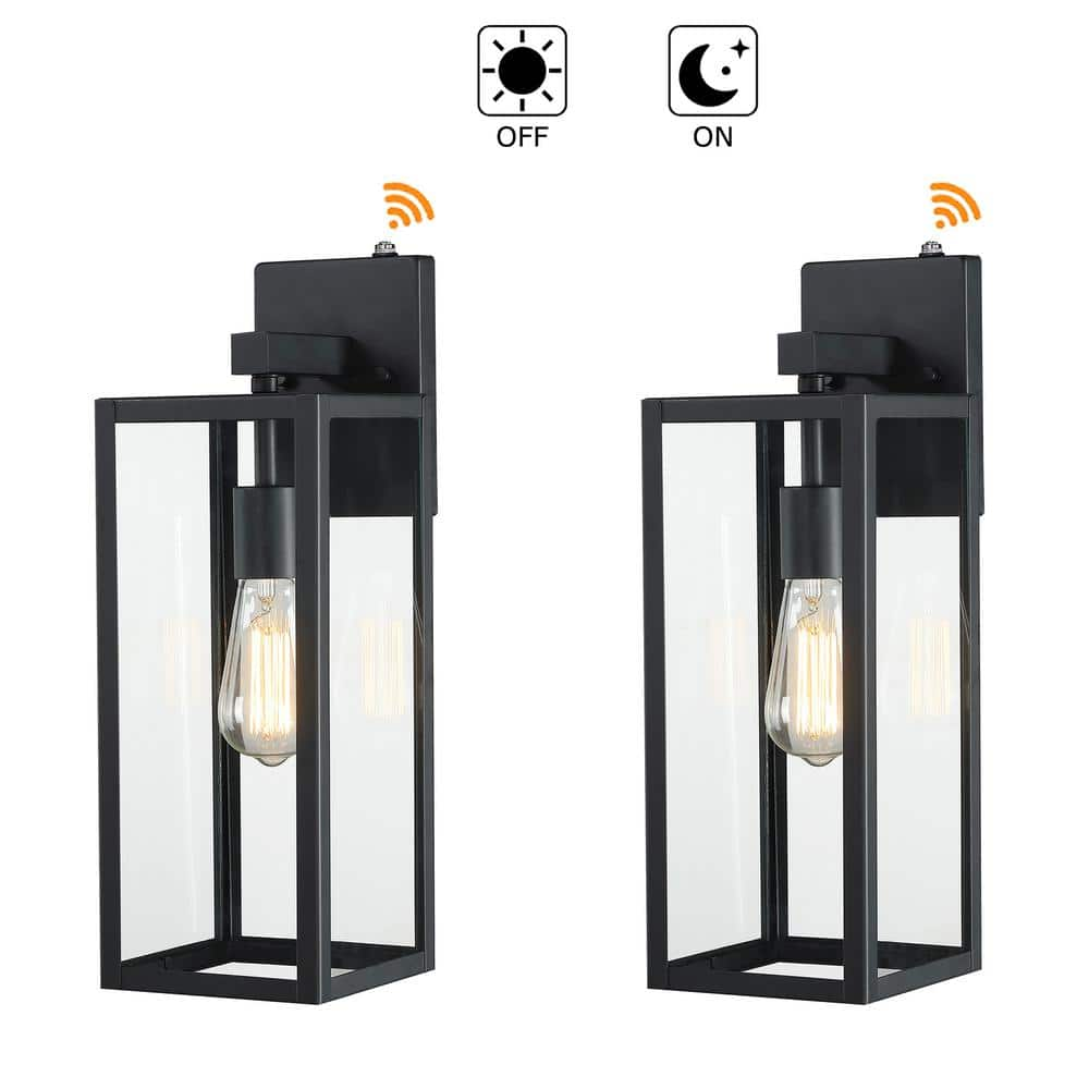 Hukoro 1-Light 17.25 in. H Matte Black Outdoor Wall Lantern Sconce Dust ...