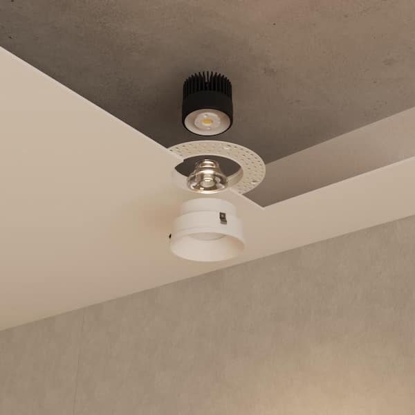 Inspira 3 in. White Round Trimless Integrated LED Canless Recessed Lighting Kit Selectable 5CCT 12W 1000LM ETL (1-Pack)