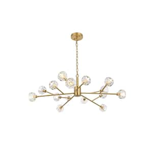 Timeless Home 42 in. 15-Light Gold And Clear Pendant Light