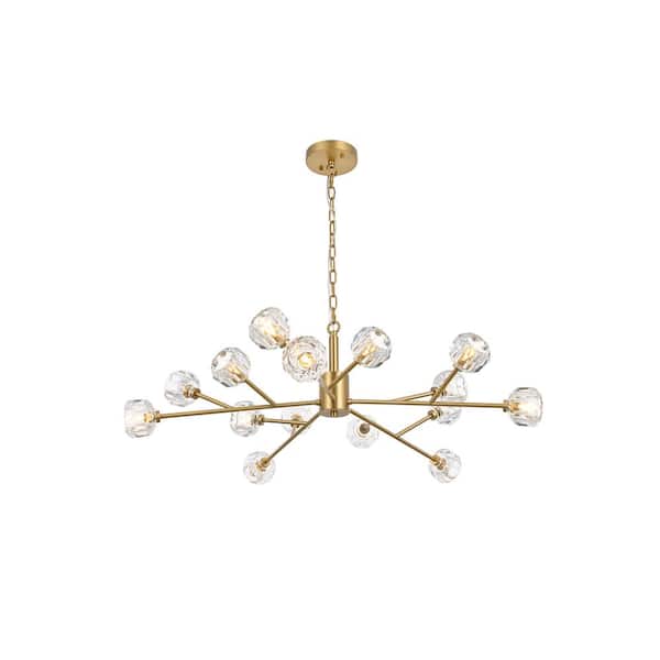 Unbranded Timeless Home 42 in. 15-Light Gold And Clear Pendant Light