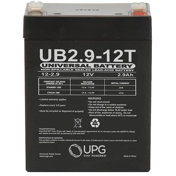 UPG 12-Volt 2.9 Ah F1 Terminal Sealed Lead Acid (SLA) AGM Rechargeable Battery