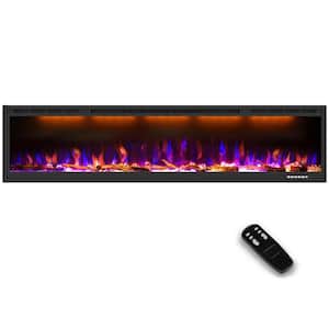 100 in. Wall-Mount Electric Fireplace Insert in Black, Lifelike Flames and Adjustable Thermostat, 1500-Watt, Black