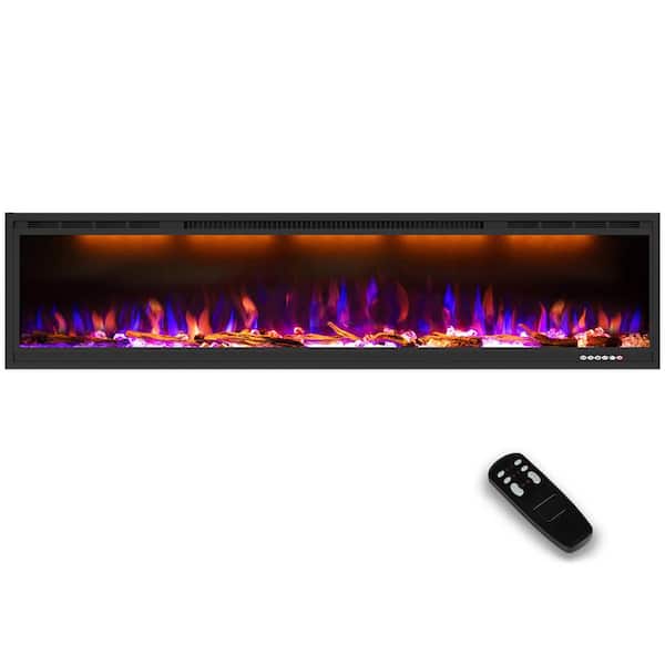 Prismaster ...keeps your home stylish 100 in. Wall-Mount Smart Electric Fireplace Insert in Black, Lifelike Flames and Adjustable Thermostat, 1500-Watt, Black