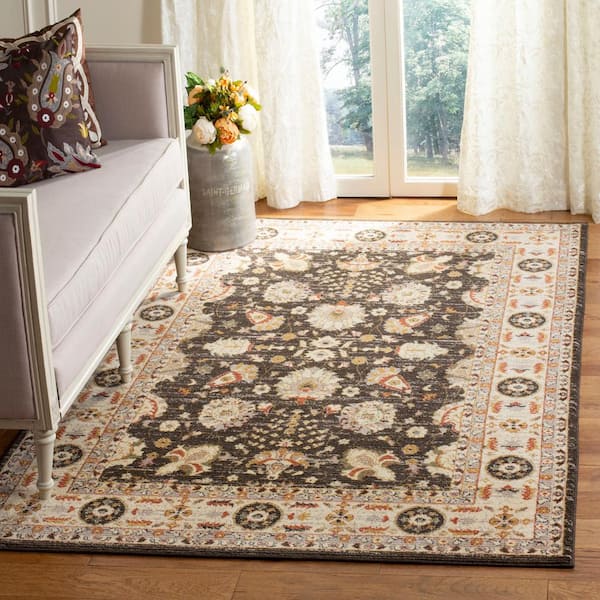 Summit 3 ft. x 5 ft. Brown/Creme Ornate Border Area Rug