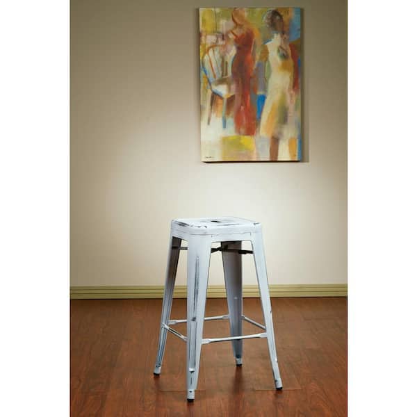 OSP Home Furnishings Bristow 26 in. Antique White Bar Stool (Set of 2)