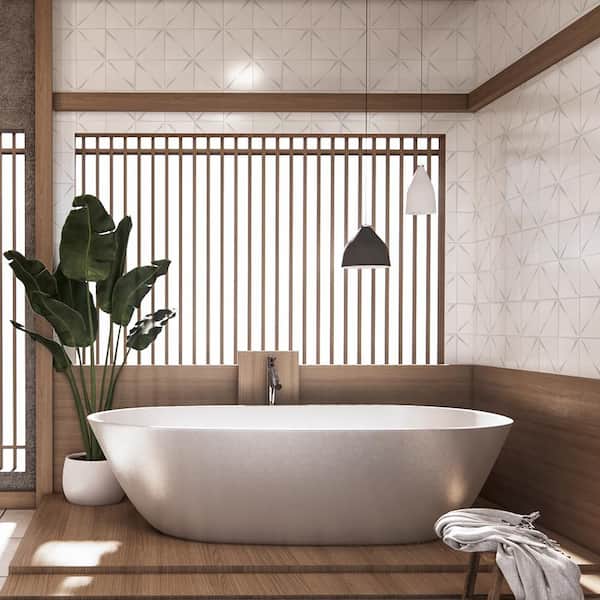 3D Field Tile White 8 in. x 8 in Matte Ceramic Wall Tile (4.10 sq. ft. /Case)
