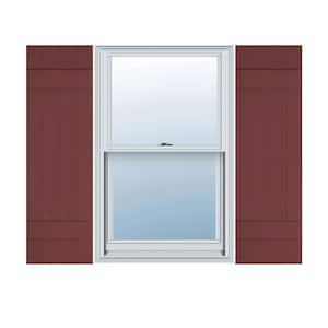 14 in. x 54 in. Lifetime Vinyl TailorMade Four Board Joined Board and Batten Shutters Pair Wineberry