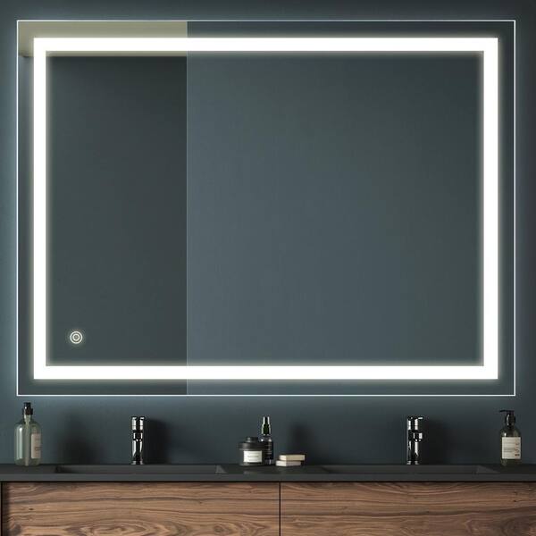 CATALINA 32 in. W x 24 in. H Large Rectangular Frameless Anti-Fog Wall Mounted LED Light Bathroom Vanity Mirror in Silver