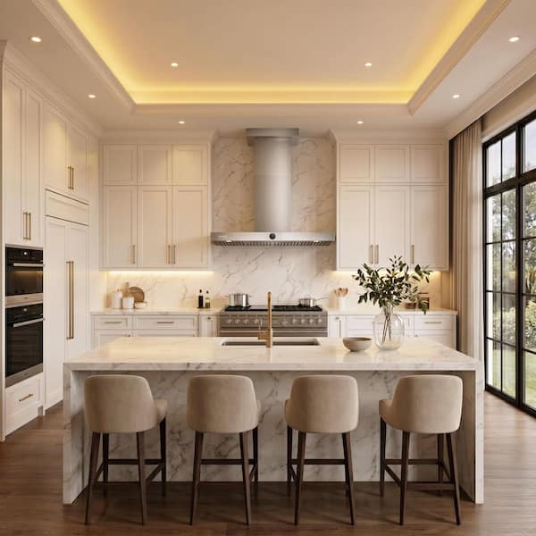 36 in. 600CFM Convertible Ducted to Ductless Wall Mount Range Hood in Stainless Steel With Carbon Filters 1.5-Sone Quiet