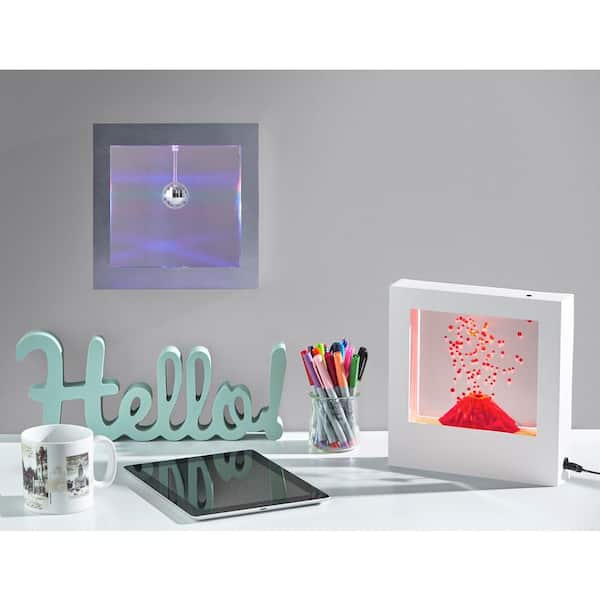 9 in. Silver Light Box Disco Ball Lamp