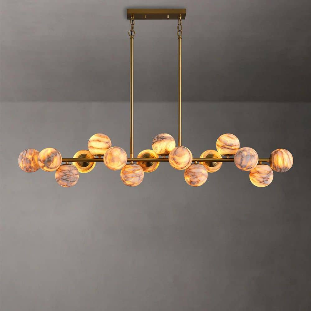 YUYI Modern Chandelier 52 in.16-Lights Gold Chandelier with Marble