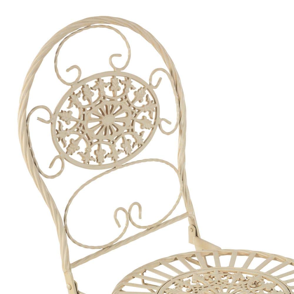 Elegant White Metal 3-Piece Round Bistro Set