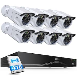 4K 24-Channel 4TB POE NVR Security Camera System with 8 Wired 8MP Outdoor Cameras, AI Detection, Dual-Disk, Cooling Fan