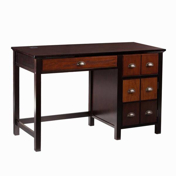 Southern Enterprises 47.75 in. Espresso Rectangular 2 -Drawer Writing Desk with Keyboard Tray