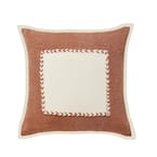 Riviera Brown /Cream Framed Textured Poly-Fill 20 in. x 20 in. Throw Pillow