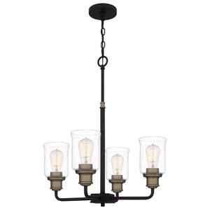 Cox 4-Light Matte Black Chandelier with Clear Glass
